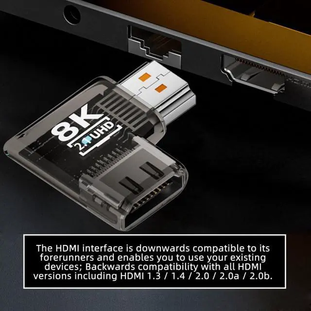 Alt view image 3 of 7 - HDMI 8K Adapter,HDMI 2.1 Male to Female 90 Degree Left Angled Extension Adapter(Flat Style)