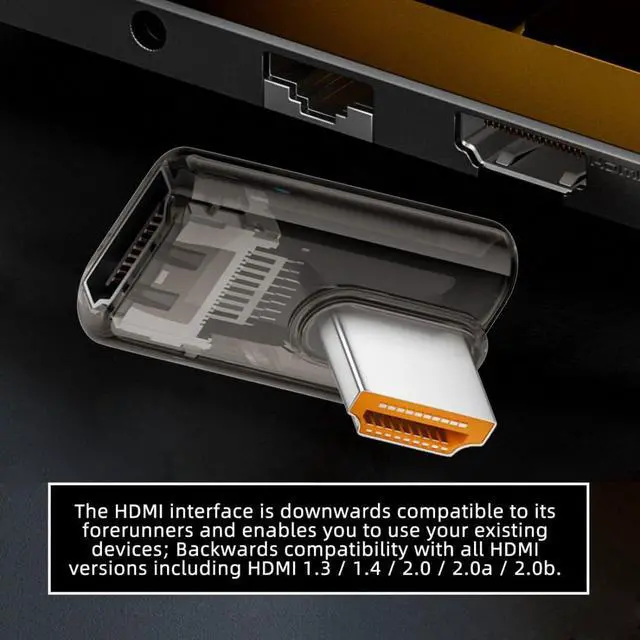 Alt view image 3 of 7 - HDMI 8K Adapter,HDMI 2.1 Male to Female 90 Degree Right Angled Extension Adapter