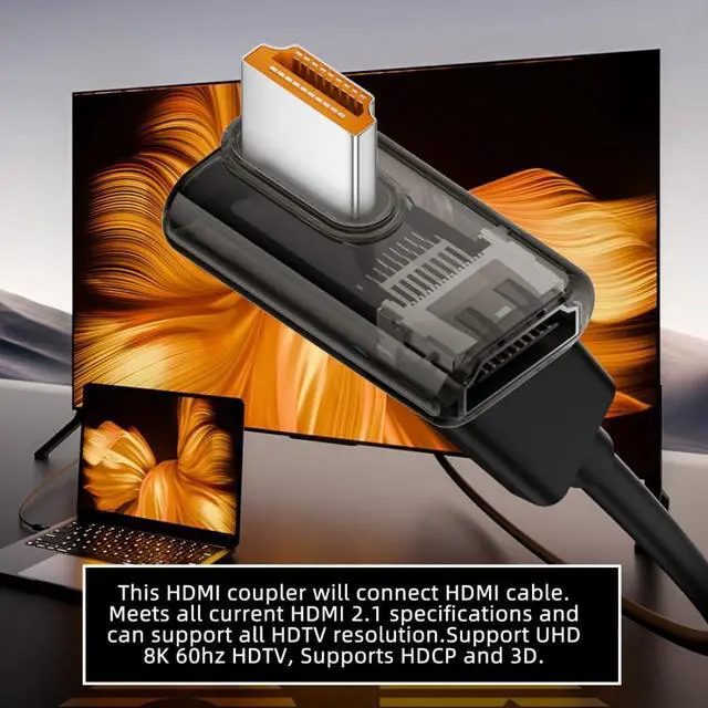 Alt view image 4 of 7 - HDMI 8K Adapter,HDMI 2.1 Male to Female 90 Degree Right Angled Extension Adapter