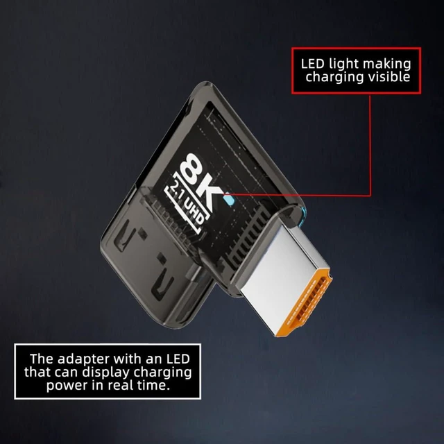 Alt view image 2 of 7 - HDMI 8K Adapter,HDMI 2.1 Male to Female 90 Degree Right Angled Extension Adapter(Flat Style)