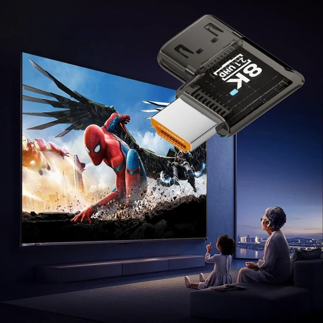 Alt view image 5 of 7 - HDMI 8K Adapter,HDMI 2.1 Male to Female 90 Degree Right Angled Extension Adapter(Flat Style)