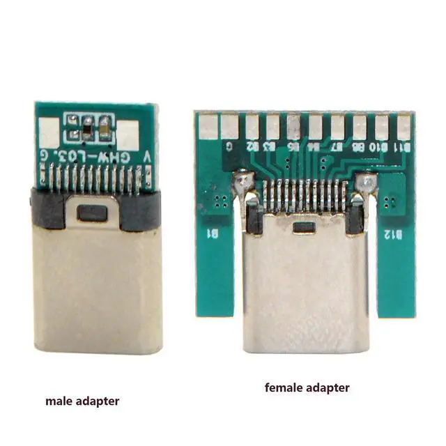 Alt view image 4 of 7 - USB C DIY Connector USB 3.1 Type C 24Pin Male Plug Female Socket Port Repair Replacement Solder Adapter with PCB Board