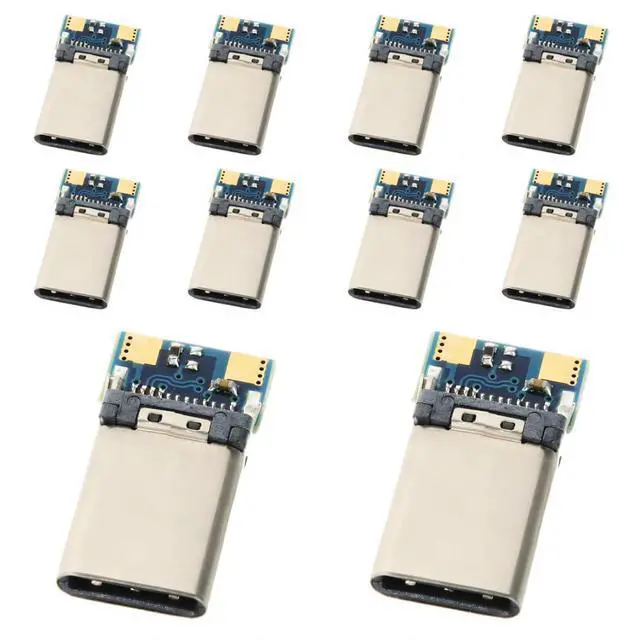 Main image of 10 Pack USB C DIY Connector USB 3.1 Type C 24Pin Male Plug Port Repair Replacement Solder Adapter with PCB Board
