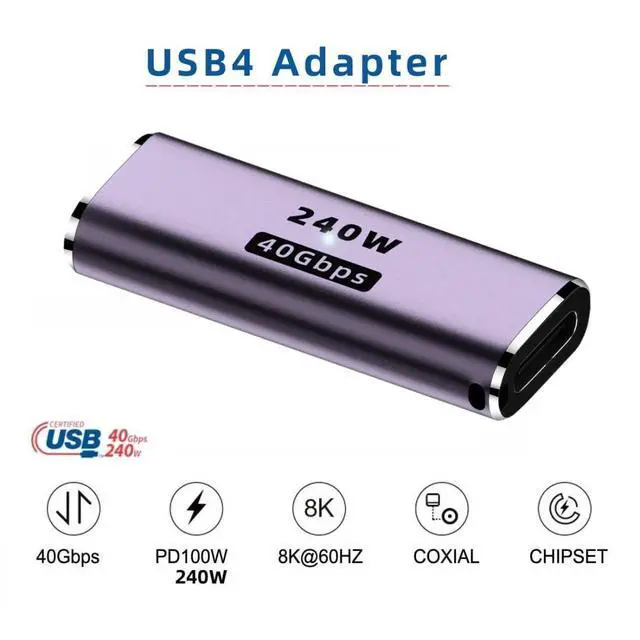 Alt view image 2 of 6 - USB C Connector,USB4 Type C Female to Female 240W Power 40Gbps Data 8K Video Adapter for NS Phone Laptop