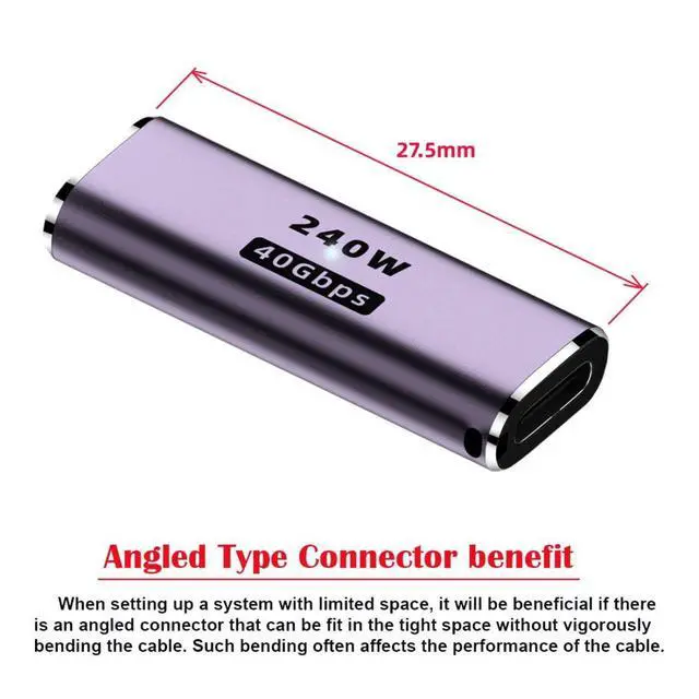 Alt view image 4 of 6 - USB C Connector,USB4 Type C Female to Female 240W Power 40Gbps Data 8K Video Adapter for NS Phone Laptop