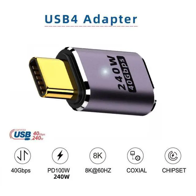 Alt view image 2 of 6 - USB C Connector,USB4 Type C Male to Female 240W Power 40Gbps Data 8K Video Adapter for NS Phone Laptop