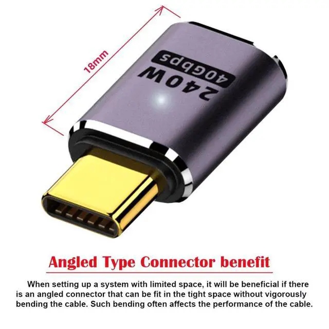 Alt view image 4 of 6 - USB C Connector,USB4 Type C Male to Female 240W Power 40Gbps Data 8K Video Adapter for NS Phone Laptop