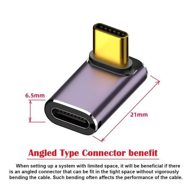 Alt view image 4 of 6 - USB C Connector,USB4 Type C Male to Female 240W Power 40Gbps Data 8K Video Adapter UP Angled for NS Phone Laptop
