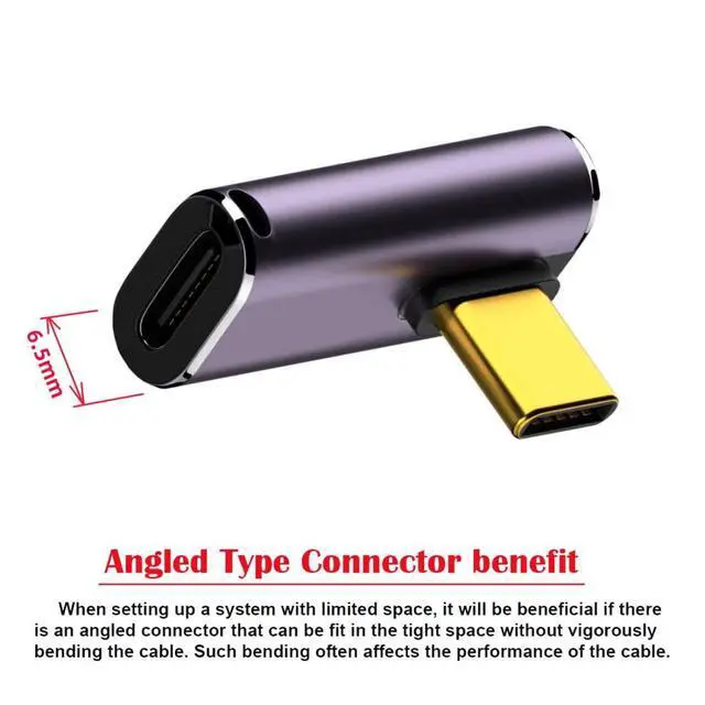 Alt view image 5 of 6 - USB C Connector,USB4 Type C Male to Female 240W Power 40Gbps Data 8K Video Adapter Low Profile Angled for NS Phone Laptop