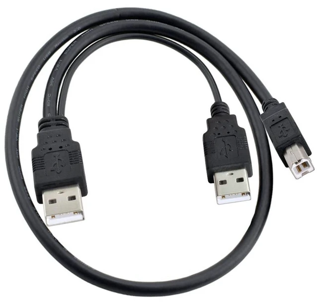 Main image of Dual USB 2.0 Male to Standard B Male Y Cable Support 5V Power for Printer Scanner External Hard Disk Drive