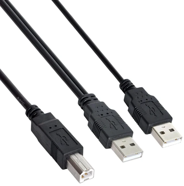 Alt view image 6 of 7 - Dual USB 2.0 Male to Standard B Male Y Cable Support 5V Power for Printer Scanner External Hard Disk Drive
