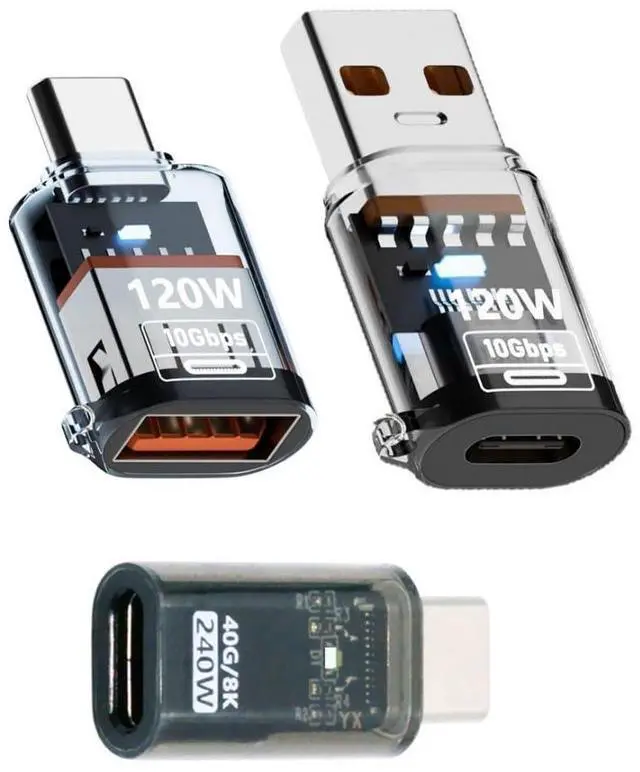 Main image of 3 Pack USB C Converter, USB 3.2 to USB C 10/40Gbps Data Transfer PD 120W/240W Fast Charging Converter Adapter