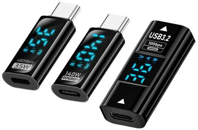 Main image of 3 Pack USB C Digital Display Adapter, USB C to USB 3.0/USB C/8 Pin PD 35W/36W/140W Data Transfer Fast Charging Power Meter Tester Converter Adapter