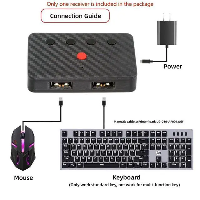 Alt view image 4 of 7 - 2.4G Receiver for Conversion Wired Keyboard and Mouse to Wireless for Computer(Note: This is a standalone Receiver and Requires an Adapter to use.)
