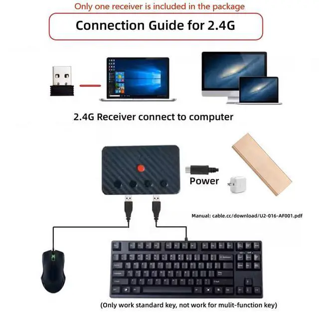 Alt view image 5 of 7 - 2.4G Receiver for Conversion Wired Keyboard and Mouse to Wireless for Computer(Note: This is a standalone Receiver and Requires an Adapter to use.)