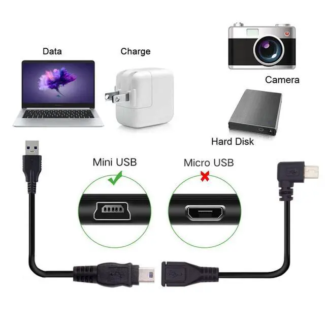 Alt view image 4 of 7 - Mini USB Extension Cable, USB 2.0 Mini USB 5Pin Male to Female 90 Degree Left Angled Power Charging Data Transfer Extension Cable Adapter 0.98ft for Dash Cam/GPS/Microphone