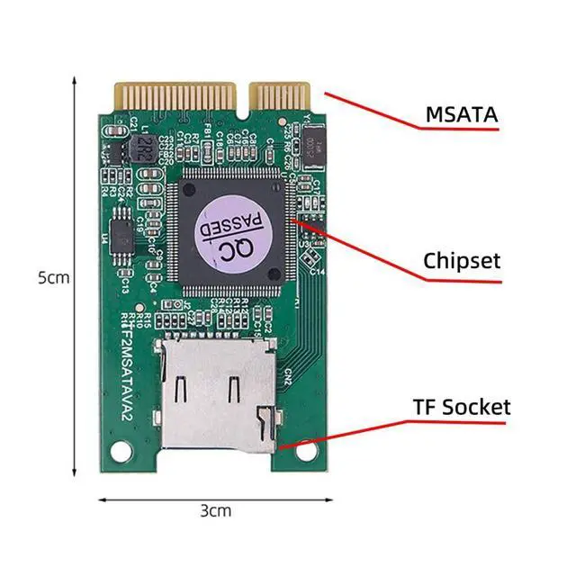 Alt view image 6 of 7 - Micro SD T-Flash TF Card to MSATA TF Card Rearder Adapter 30x50mm