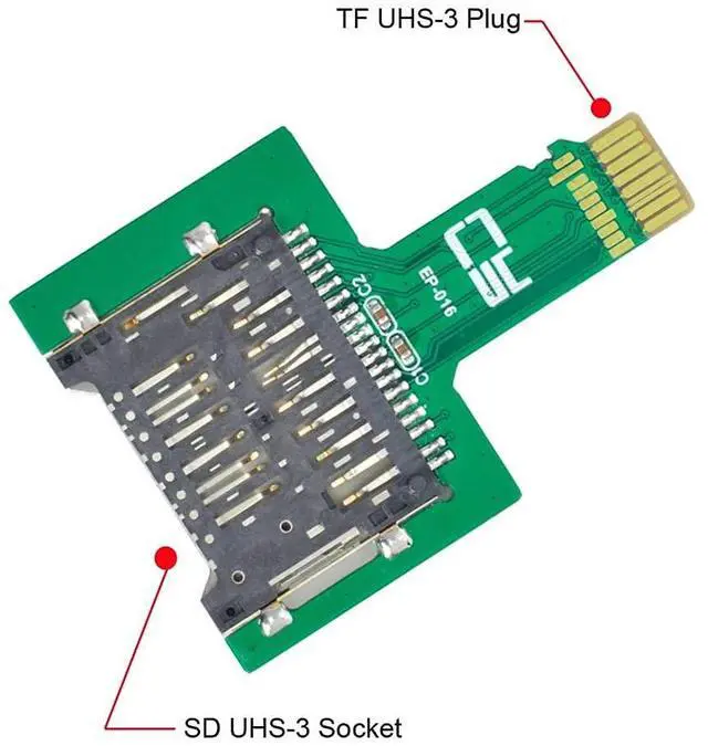 Alt view image 3 of 7 - TF Micro SD Card Male Extender to SD Card Female Extension Adapter PCBA SD/SDHC/SDXC UHS-III UHS-3 UHS-2