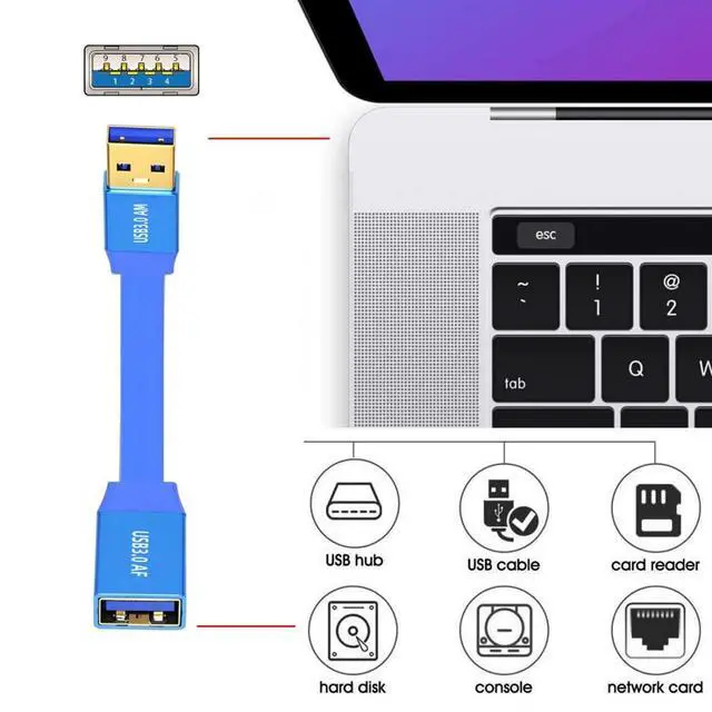 Alt view image 3 of 7 - USB 3.0 Flat Cable,USB 3.0 Male to Female Data Extension Cable 6.56FT/2.0M