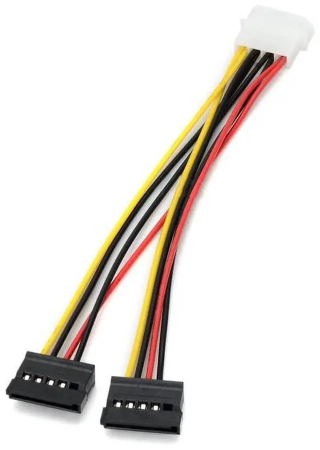 Alt view image 7 of 7 - IDE 4Pin 1 to 2 SATA 15Pin Hard Disk SDD Power Supply Extension Cable 15cm