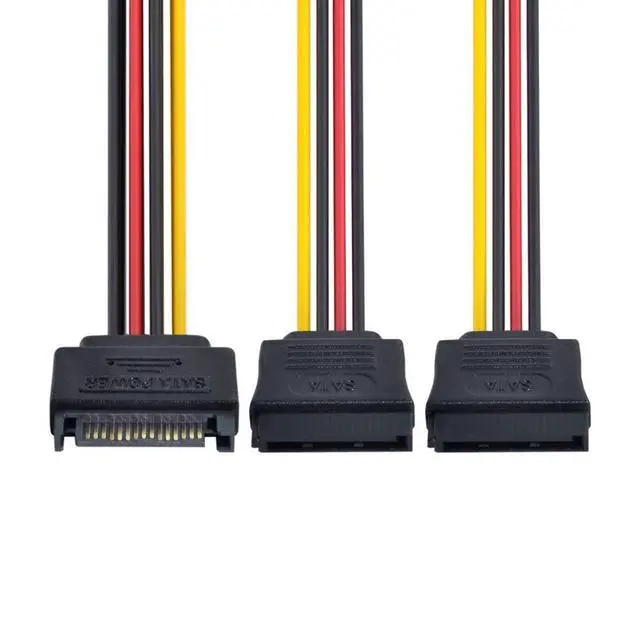 Alt view image 3 of 4 - CY SATA Power Cable,SATA II Hard Disk 15Pin Male 1 to 2 Female Splitter Extension Power Cable for SSD HDD 5V 12V