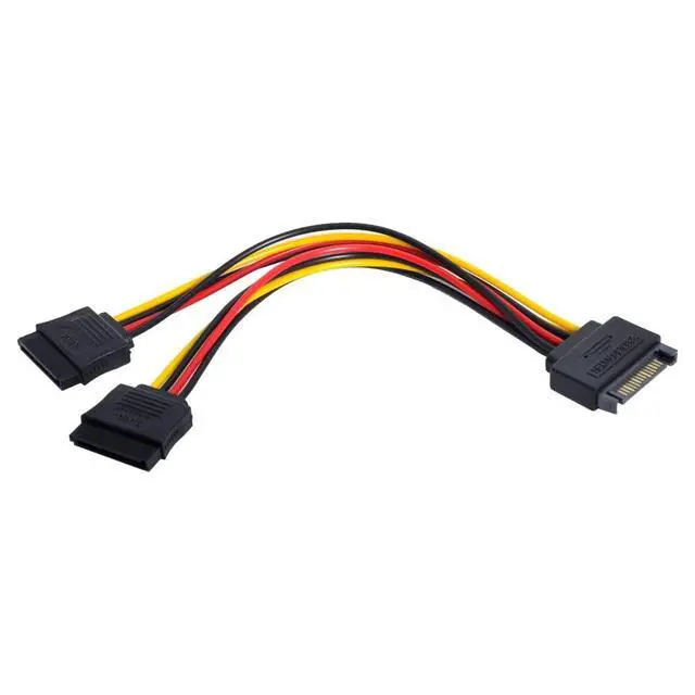 Alt view image 4 of 4 - CY SATA Power Cable,SATA II Hard Disk 15Pin Male 1 to 2 Female Splitter Extension Power Cable for SSD HDD 5V 12V