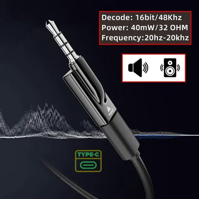 Alt view image 4 of 7 - 2 Pack USB C to 3.5mm Headphone Plug/Jack Adapter Support Hi-Res 16bits 48KHz HiFi Sound Quality with DAC Chip