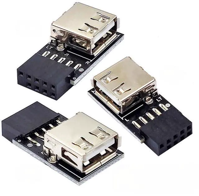 Main image of 3 Pack Motherboard 9Pin/10Pin Front Panel Header to USB 2.0 Type A Female Converter Adapter
