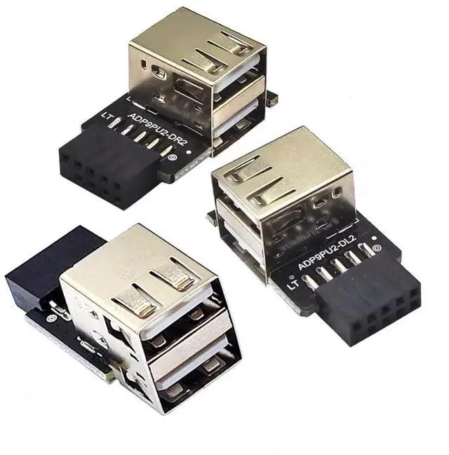 Main image of 3 Pack USB 2.0 Front Panel Header 9Pin/10Pin 1 to 2 USB 2.0 Type A Female Mainboard Header Extension Adapter
