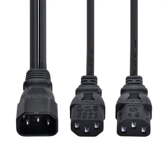 Alt view image 4 of 7 - IEC 320 C14 Male 1 to 2 C13 Female Y Splitter Power Extension Cable Adapter 10A 250V for Monitor/Computer/PDU Chassis/Printer