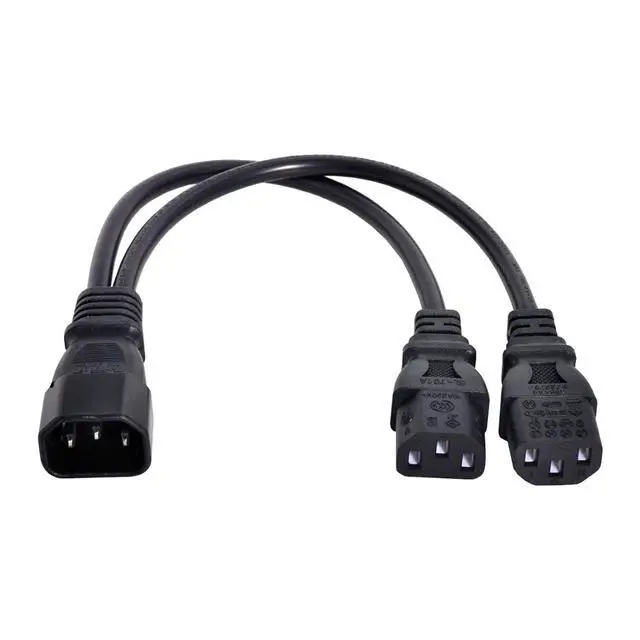 Alt view image 6 of 7 - IEC 320 C14 Male 1 to 2 C13 Female Y Splitter Power Extension Cable Adapter 10A 250V for Monitor/Computer/PDU Chassis/Printer