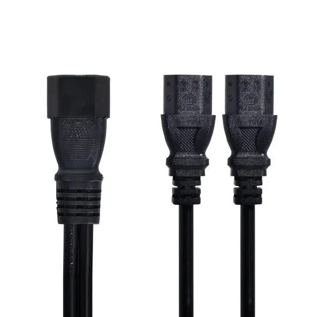 Alt view image 7 of 7 - IEC 320 C14 Male 1 to 2 C13 Female Y Splitter Power Extension Cable Adapter 10A 250V for Monitor/Computer/PDU Chassis/Printer