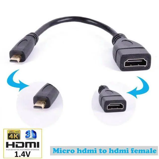 Alt view image 5 of 7 - Micro HDMI Male to HDMI Female 4K60hz HDTV Cable Adapter for Displays Monitor Camera 10cm