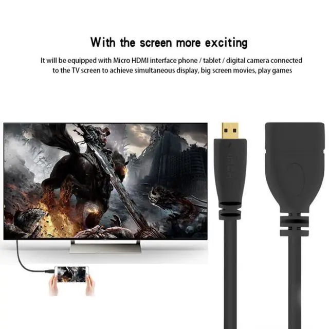 Alt view image 2 of 7 - Micro HDMI Male to HDMI Female 4K60hz HDTV 90 Degree UP Angled Cable Adapter for Displays Monitor Camera 10cm