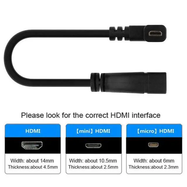Alt view image 4 of 7 - Micro HDMI Male to HDMI Female 4K60hz HDTV 90 Degree UP Angled Cable Adapter for Displays Monitor Camera 10cm