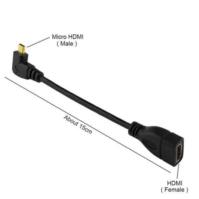Alt view image 6 of 7 - Micro HDMI Male to HDMI Female 4K60hz HDTV 90 Degree Left Angled Cable Adapter for Displays Monitor Camera 10cm