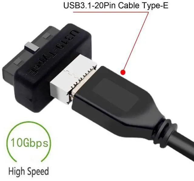 Alt view image 2 of 7 - Overmold Motherboard USB 3.0 19/20Pin to USB 3.1 Type-E Front Panel Socket Extension Adapter