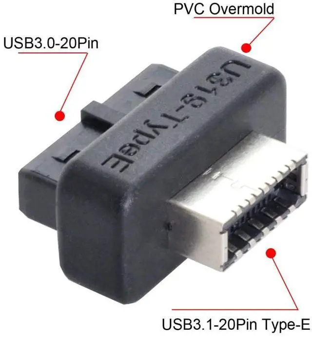 Alt view image 5 of 7 - Overmold Motherboard USB 3.0 19/20Pin to USB 3.1 Type-E Front Panel Socket Extension Adapter