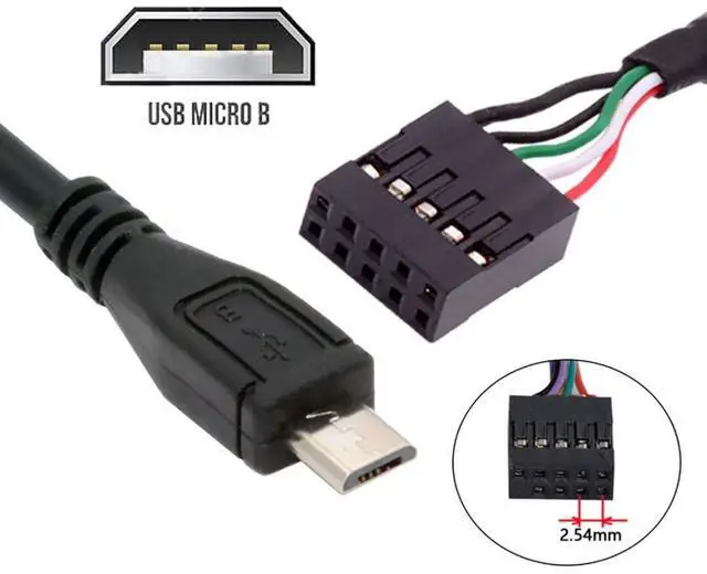 Alt view image 4 of 7 - USB 2.0 9Pin 10Pin Motherboard Header to Micro USB 5Pin Data Cable 0.5M