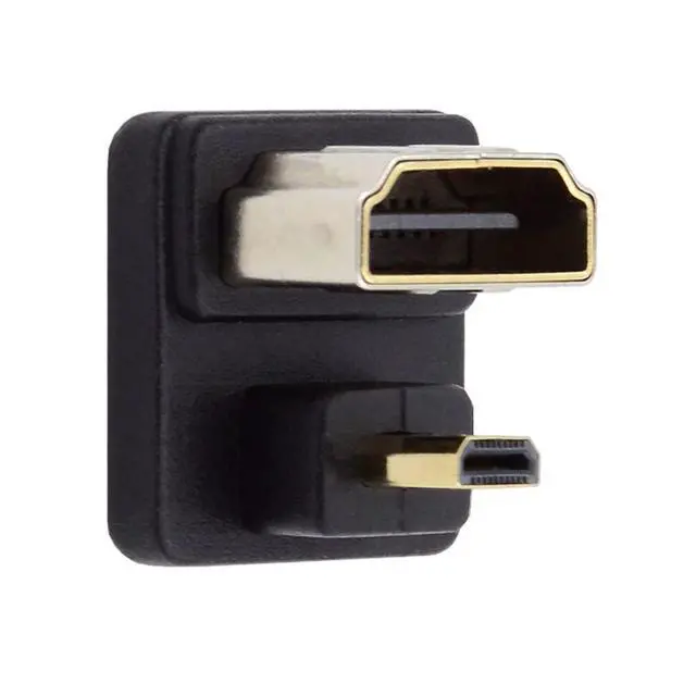Alt view image 7 of 7 - Micro HDMI Male to HDMI Female 4K@60Hz 180 Degree Down Angled Extension Adapter Converter Connector