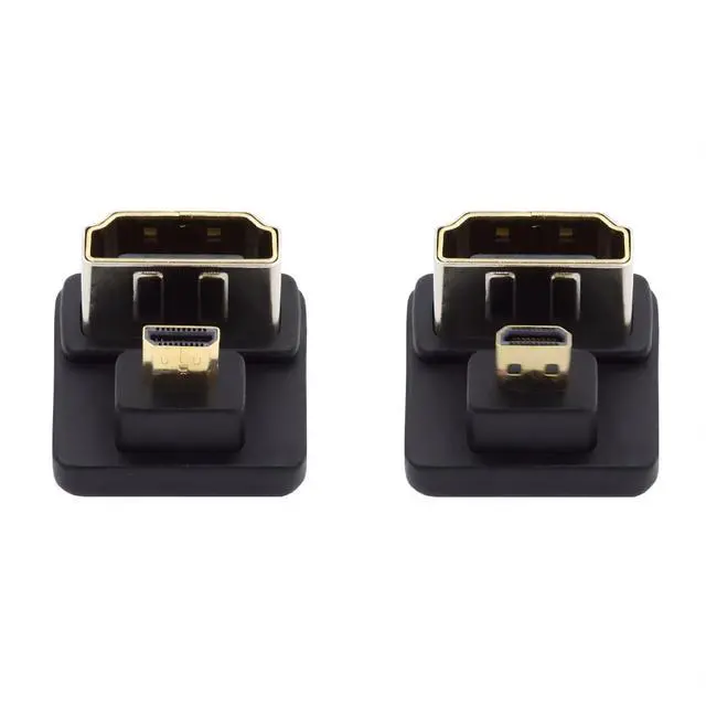 Main image of 2 Pack Micro HDMI Male to HDMI Female 4K@60Hz 180 Degree Angled Converter Connector Adapter