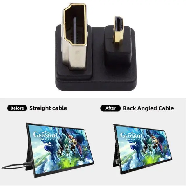 Alt view image 3 of 7 - Micro HDMI Male to HDMI Female 4K@60Hz 180 Degree UP Angled Extension Adapter Converter Connector