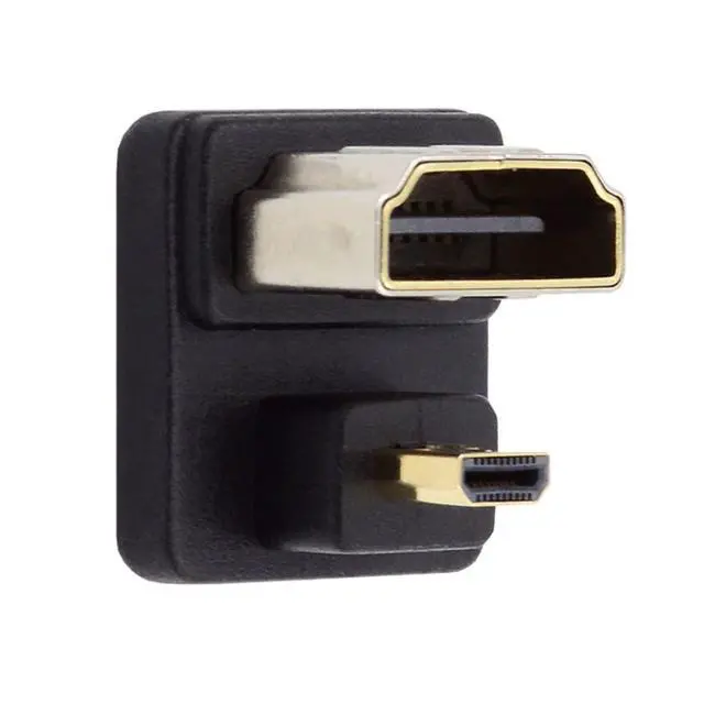 Alt view image 7 of 7 - Micro HDMI Male to HDMI Female 4K@60Hz 180 Degree UP Angled Extension Adapter Converter Connector