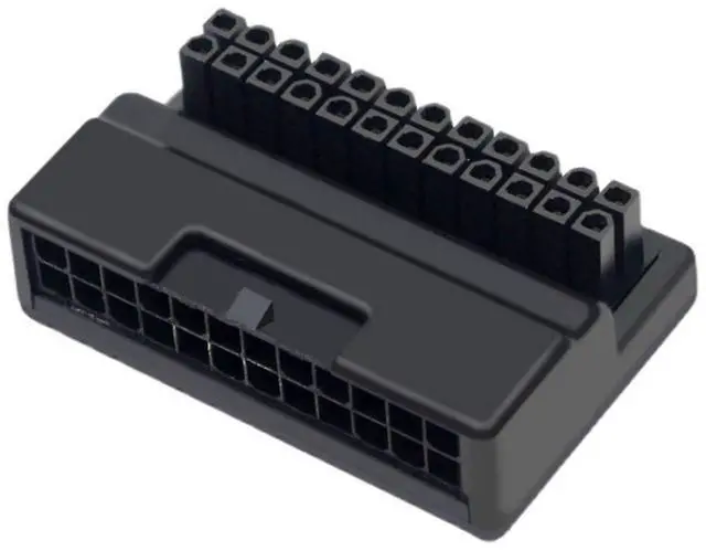 Main image of ATX 24Pin Male to Female 90 Degree Angled Mainboard PSU Power Supply Header Direction Gender Changer Connector Adapter Overmold Type