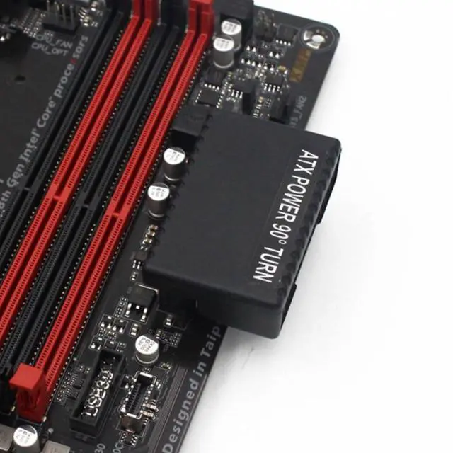 Alt view image 2 of 7 - ATX 24Pin Male to Female 90 Degree Angled Mainboard PSU Power Supply Header Direction Gender Changer Connector Adapter Overmold Type