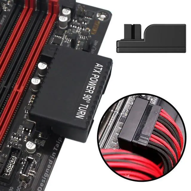 Alt view image 4 of 7 - ATX 24Pin Male to Female 90 Degree Angled Mainboard PSU Power Supply Header Direction Gender Changer Connector Adapter Overmold Type