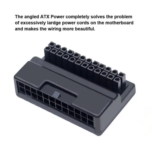 Alt view image 7 of 7 - ATX 24Pin Male to Female 90 Degree Angled Mainboard PSU Power Supply Header Direction Gender Changer Connector Adapter Overmold Type