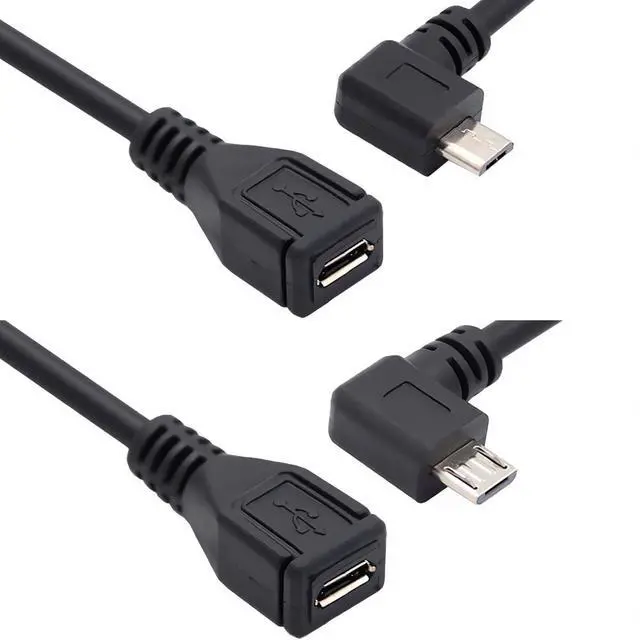 Main image of CY Micro USB 2.0 Male to Micro USB 2.0 Female Extension Cable Left & Right 90 Degree Angled Full Pin Connected 0.5M