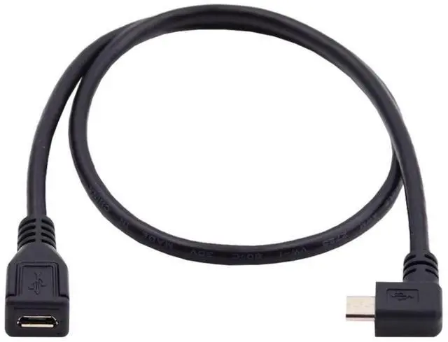 Alt view image 3 of 7 - CY Micro USB 2.0 Male to Micro USB 2.0 Female Extension Cable Left & Right 90 Degree Angled Full Pin Connected 0.5M