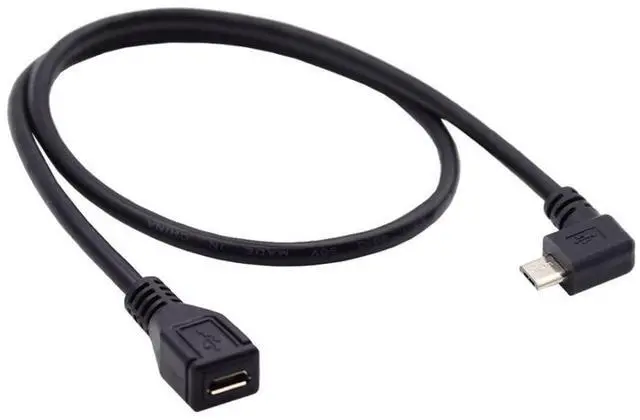 Alt view image 4 of 7 - CY Micro USB 2.0 Male to Micro USB 2.0 Female Extension Cable Left & Right 90 Degree Angled Full Pin Connected 0.5M